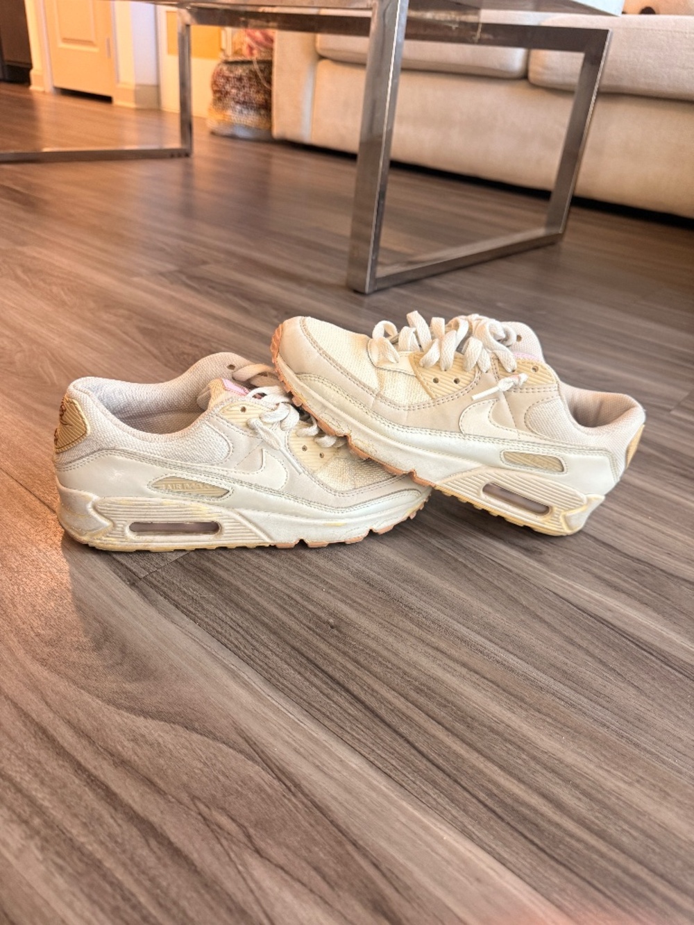 Nike Womens Air Max 90 Light Orewood Brown Tan White Pink Size 8